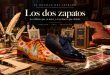Dos zapatos a medida de Abraham Zambrana, uno bordado y otro con lazo de gros, sobre la mesa del despacho de Eduardo Domínguez-Lobato